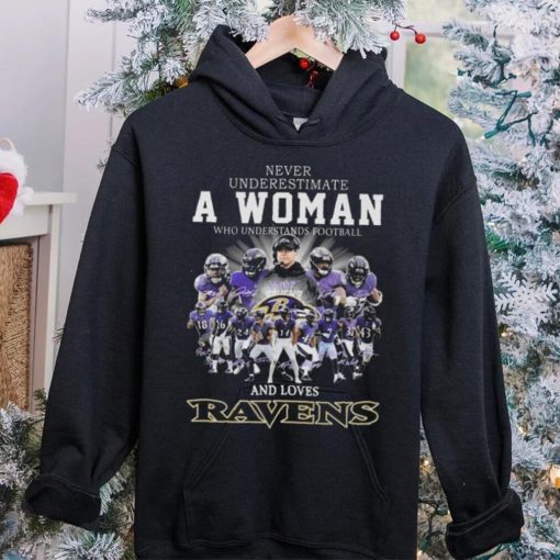 Original 2024 Never Underestimate A Woman Who Understands Football And Loves Baltimore Ravens Signatures Shirt