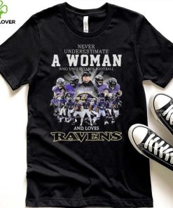 Original 2024 Never Underestimate A Woman Who Understands Football And Loves Baltimore Ravens Signatures Shirt