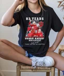 Original 83 Years 1940 2023 Coach Knight Bob Knight Thank You For The Memories Signature T Shirt