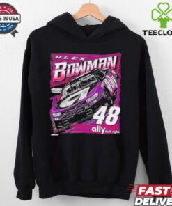 Original Alex Bowman Hendrick Motorsports Team Collection Car T-Shirt, featuring Alex Bowman's car design and Hendrick Motorsports branding. Perfect for fans supporting Bowman and his team in NASCAR.