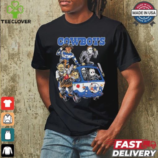 Original Dallas Cowboys NFL Horror Characters Movie Hippie Halloween Shirt