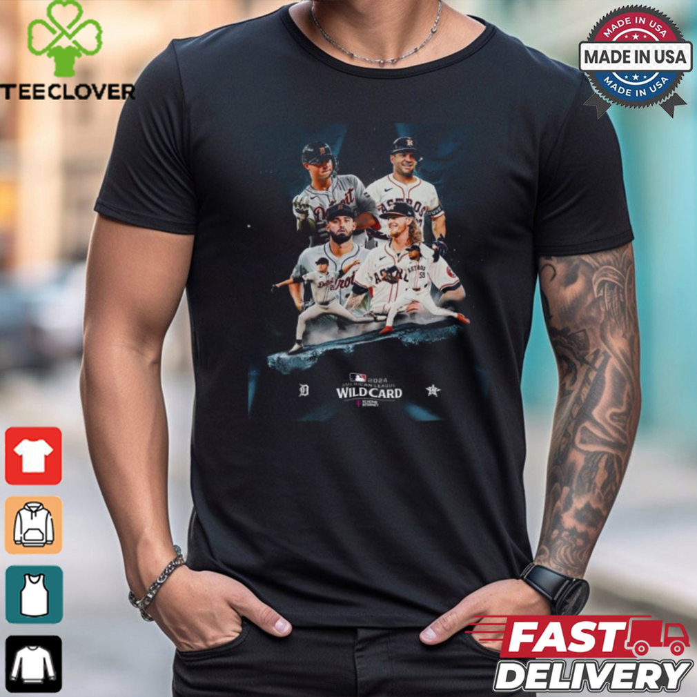 Original Detroit Tigers vs. Houston Astros 2024 MLB AL Wild Card Poster T Shirt Original Detroit Tigers vs. Houston Astros 2024 MLB AL Wild Card Poster T Shirt