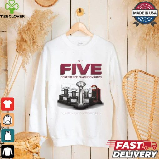 Original FSU Seminoles 2023 – 24 Five Conference Championships Men’s Tennis Volleyball Football Soccer Beach Volleyball shirt