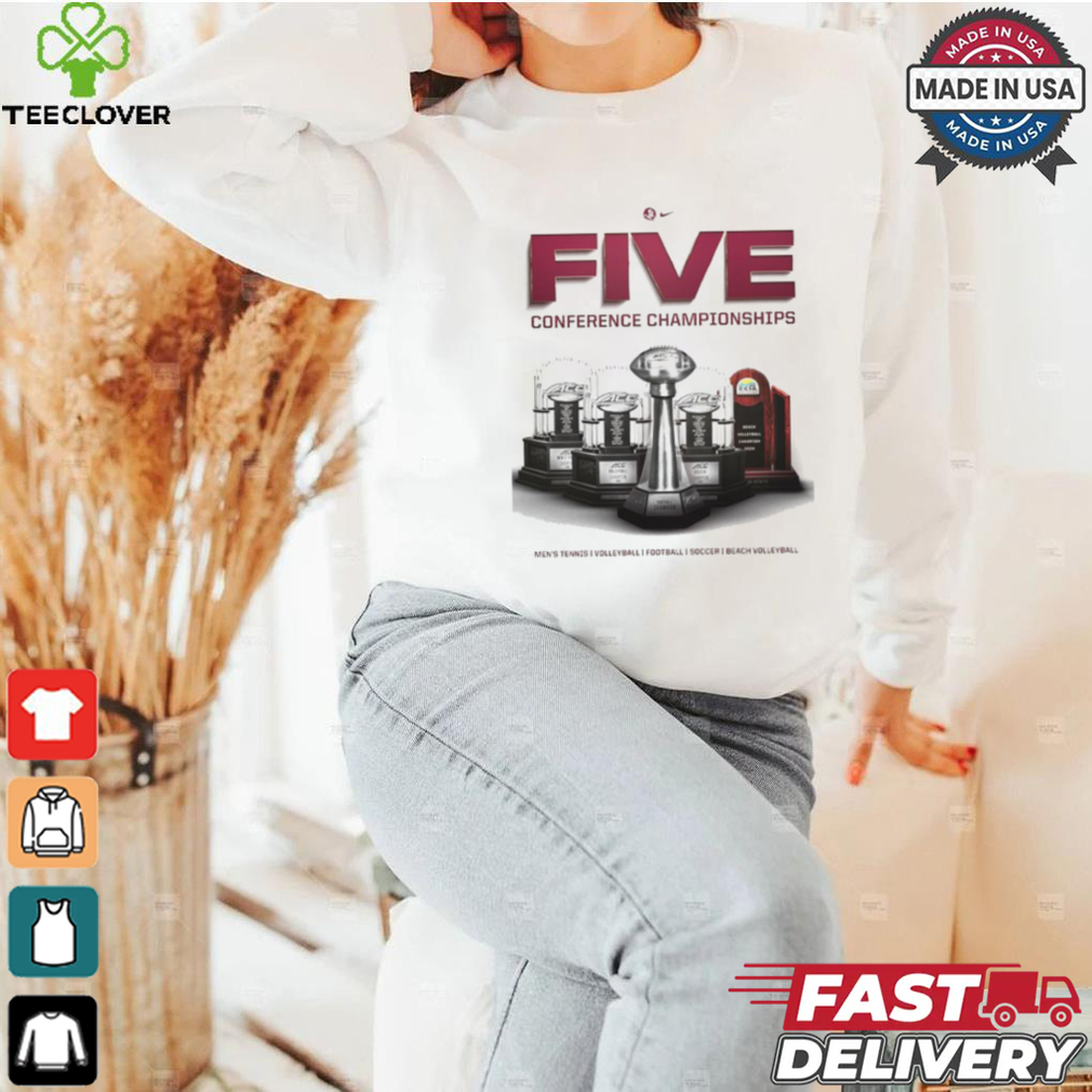 Original FSU Seminoles 2023 – 24 Five Conference Championships Men’s Tennis Volleyball Football Soccer Beach Volleyball shirt Original FSU Seminoles 2023 – 24 Five Conference Championships Men’s Tennis Volleyball Football Soccer Beach Volleyball shirt