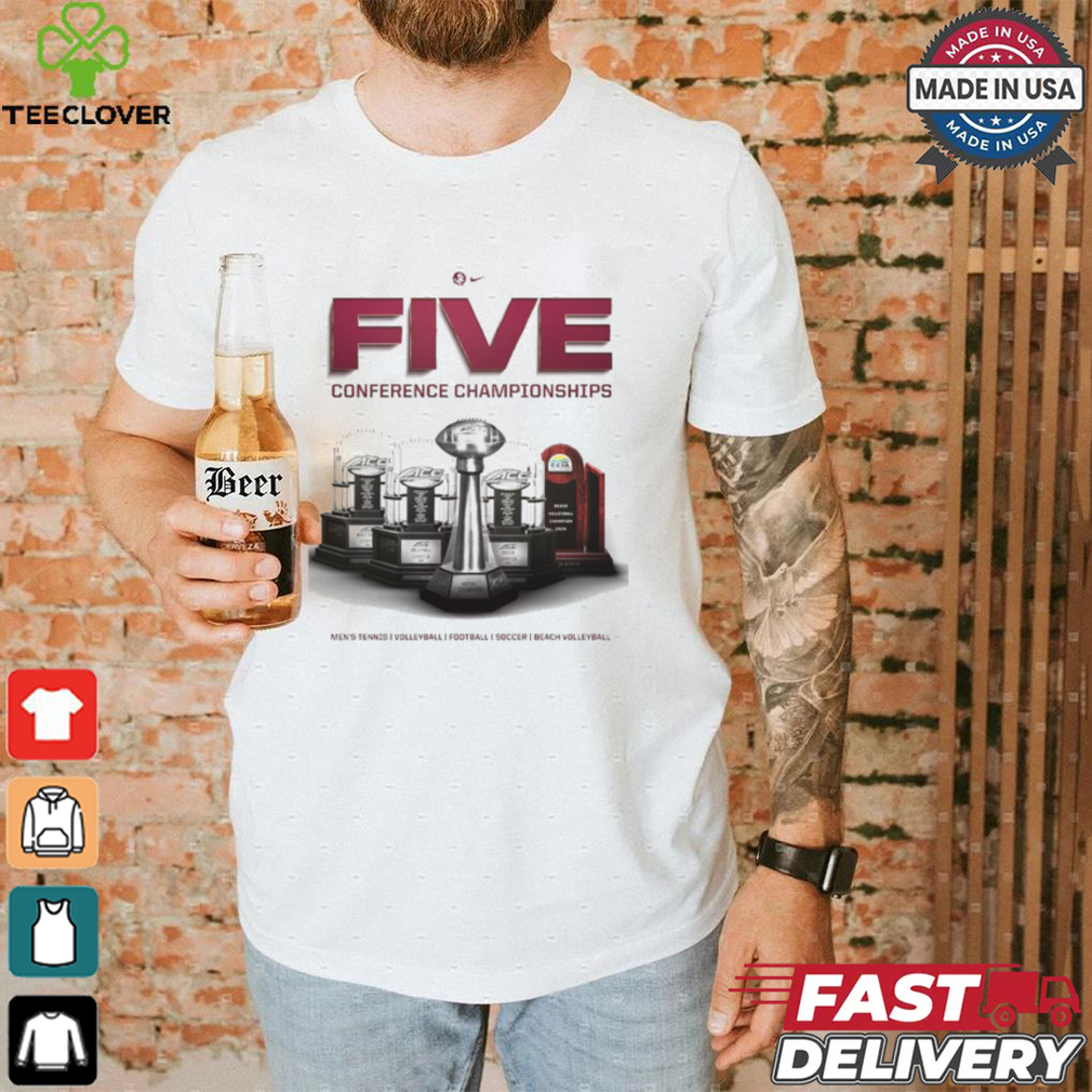 Original FSU Seminoles 2023 – 24 Five Conference Championships Men’s Tennis Volleyball Football Soccer Beach Volleyball shirt Original FSU Seminoles 2023 – 24 Five Conference Championships Men’s Tennis Volleyball Football Soccer Beach Volleyball shirt