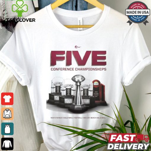 Original FSU Seminoles 2023 – 24 Five Conference Championships Men’s Tennis Volleyball Football Soccer Beach Volleyball shirt
