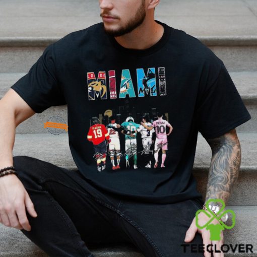 Original Heat Dolphins Marlins Panthers Miami Sport Teams Signatures Shirt