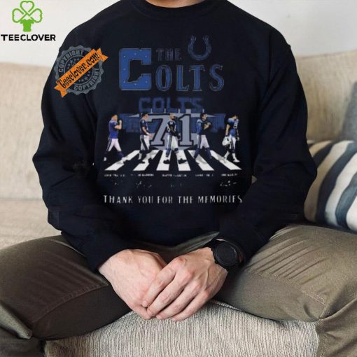 Original Indianapolis colts 71 years 1953 2024 signature thank you for the memories hoodie, sweater, longsleeve, shirt v-neck, t-shirt