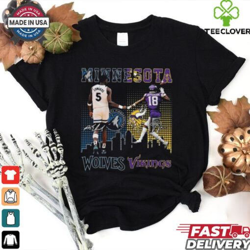 Original Minnesota Wolves Edwards Wolves x Minnesota Vikings Jefferson Signatures Shirt