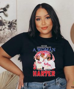 Original Never Underestimate A Woman Who Is A Fan Of Phillies And Loves Harper Shirt