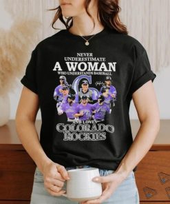 Original Never Underestimate a Woman who Understands Baseball and loves Colorado Rockies 2023 signatures shirt 1 Original Never Underestimate a Woman who Understands Baseball and loves Colorado Rockies 2023 signatures shirt