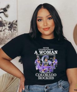 Original Never Underestimate a Woman who Understands Baseball and loves Colorado Rockies 2023 signatures shirt 2 Original Never Underestimate a Woman who Understands Baseball and loves Colorado Rockies 2023 signatures shirt