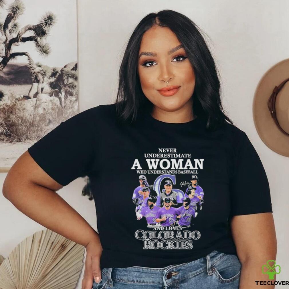 Original Never Underestimate a Woman who Understands Baseball and loves Colorado Rockies 2023 signatures shirt Original Never Underestimate a Woman who Understands Baseball and loves Colorado Rockies 2023 signatures shirt