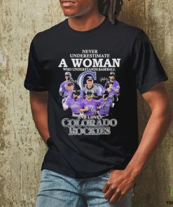Original Never Underestimate a Woman who Understands Baseball and loves Colorado Rockies 2023 signatures shirt 3 Original Never Underestimate a Woman who Understands Baseball and loves Colorado Rockies 2023 signatures shirt