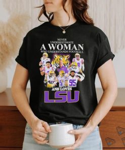 Original Never Underestimate a Woman who Understands Football and loves LSU Tigers 2023 signatures shirt 1 Original Never Underestimate a Woman who Understands Football and loves LSU Tigers 2023 signatures shirt