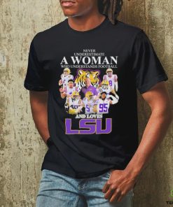 Original Never Underestimate a Woman who Understands Football and loves LSU Tigers 2023 signatures shirt 3 Original Never Underestimate a Woman who Understands Football and loves LSU Tigers 2023 signatures shirt
