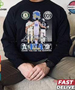 Original Oakland City Oakland Athletics Golden State Warriors Las Vegas Raiders Thankk You For The Memories Signatures T Shirt