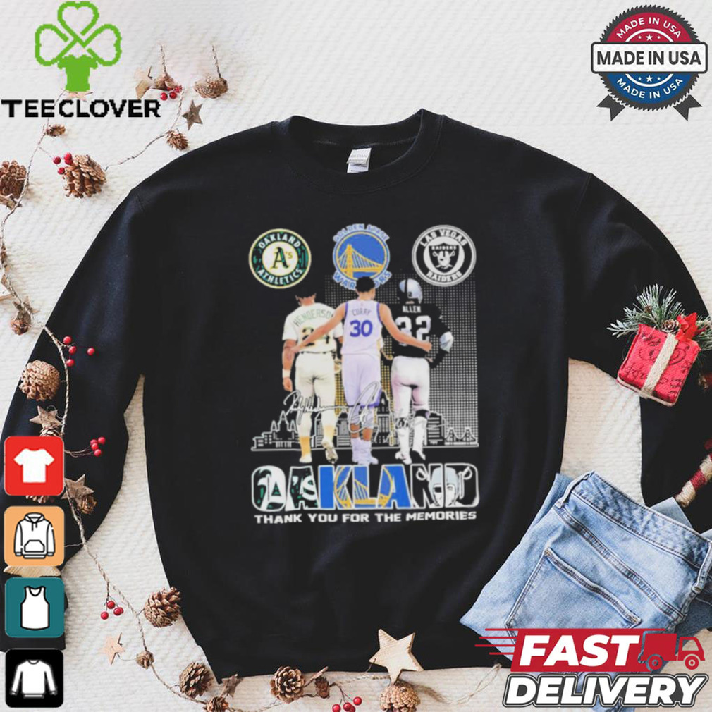 Original Oakland City Oakland Athletics Golden State Warriors Las Vegas Raiders Thankk You For The Memories Signatures T Shirt Original Oakland City Oakland Athletics Golden State Warriors Las Vegas Raiders Thankk You For The Memories Signatures T Shirt