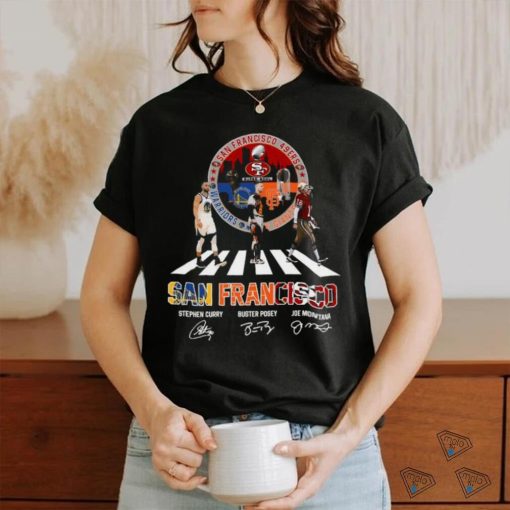 Original San Francisco 49Ers Golden State Warriors and New York Giants Abbey road San Francisco Signatures 2023 shirt