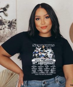 Original Seattle Seahawks 50th Anniversary 1974 2024 Thank You for the memories signatures shirt