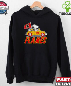 Original Snoopy and Woodstock driving Calgary Flames car shirt