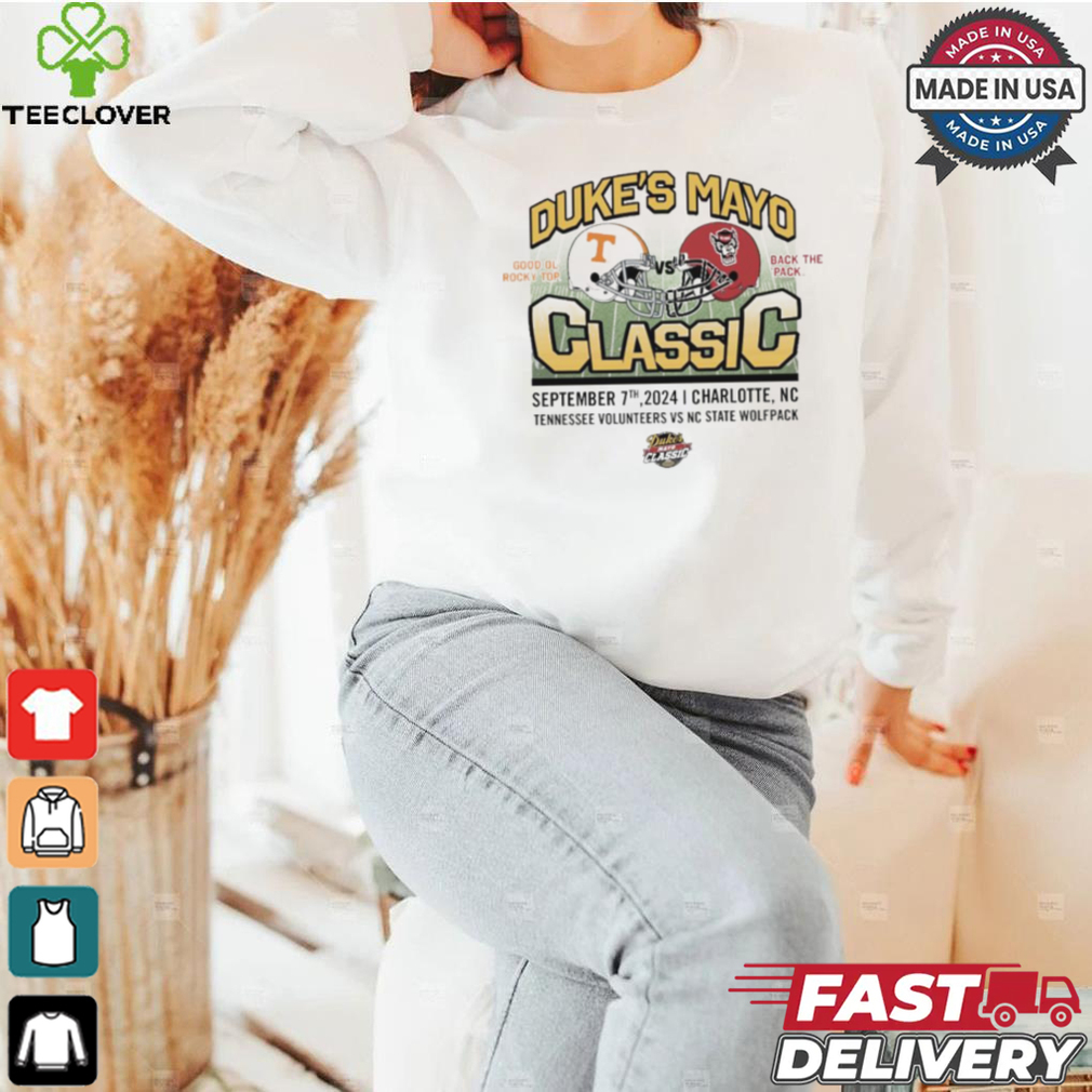 Original Tennessee Volunteers vs NC State September 07 2024 Duke’s Mayo Classic Helmet shirt Original Tennessee Volunteers vs NC State September 07 2024 Duke’s Mayo Classic Helmet shirt
