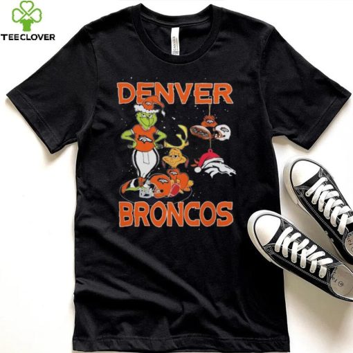 Original The Grinch And Dog Denver Broncos Ornament Christmas 2023 T Shirt