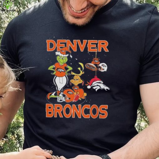 Original The Grinch And Dog Denver Broncos Ornament Christmas 2023 T Shirt