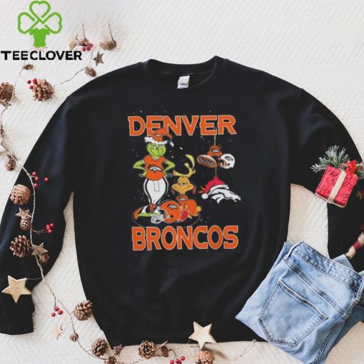 Original The Grinch And Dog Denver Broncos Ornament Christmas 2023 T Shirt