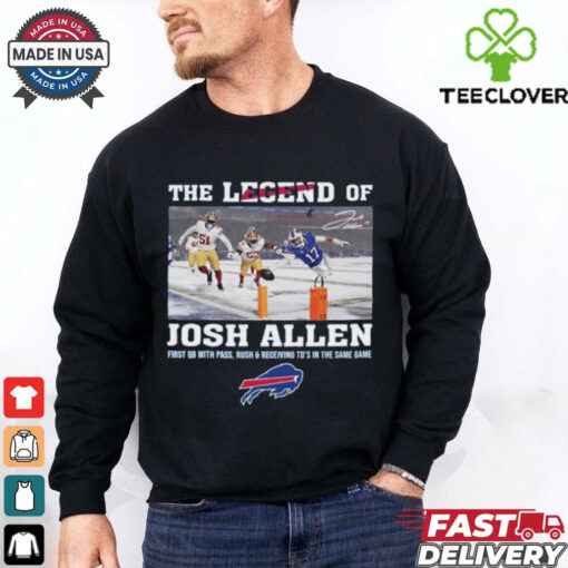Original The Legend Of Josh Allen First Qb With Pass Rush And Receiving Signature Shirt