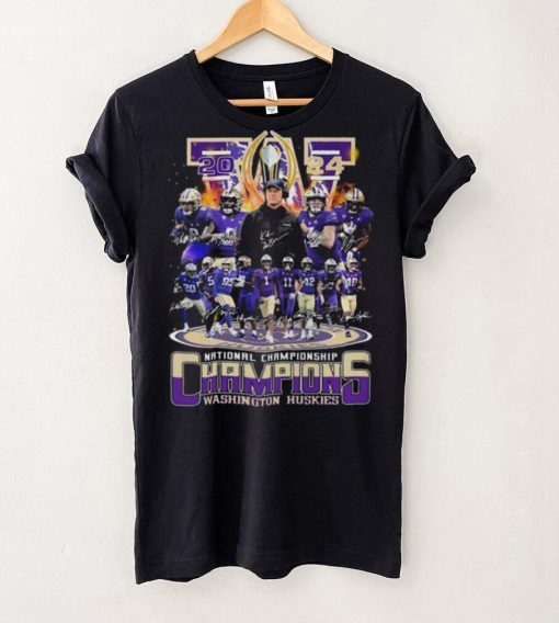 Original Washington Huskies College Football 2024 National Championships Champions Signatures T Shirt