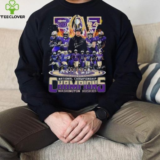 Original Washington Huskies College Football 2024 National Championships Champions Signatures T Shirt