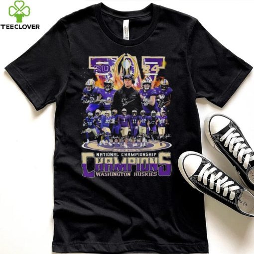 Original Washington Huskies College Football 2024 National Championships Champions Signatures T Shirt