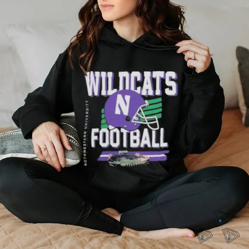 Original northwestern Wildcats Helmet And Ryan Field T Shirt