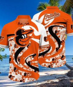 Orioles Aloha Shirt With Bold Logo Swirls And Tropical Florals