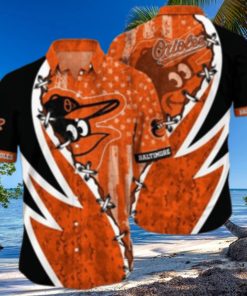 Orioles Aloha Shirt With Dynamic Swirl And Star Pattern In Team Colors