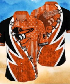 Orioles Aloha Shirt With Dynamic Swirl And Star Pattern In Team Colors