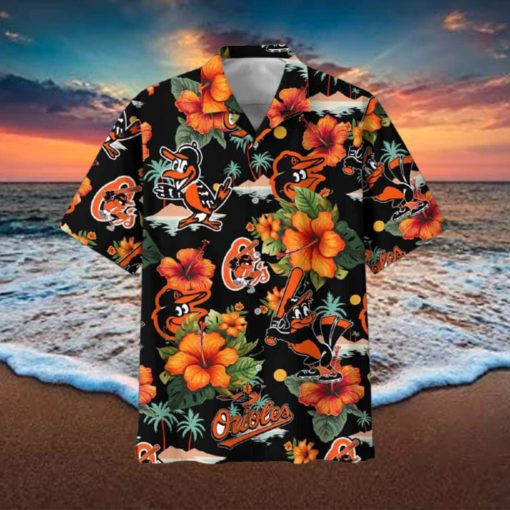 Orioles Flowers Baseball Team Fan Hawaiian Shirt