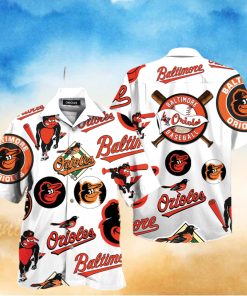 Orioles Pattern Logo Mascot Hawaiian Shirt