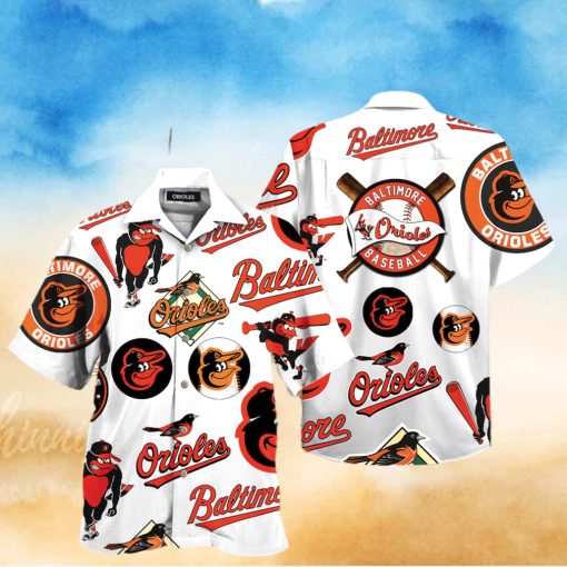 Orioles Pattern Logo Mascot Hawaiian Shirt