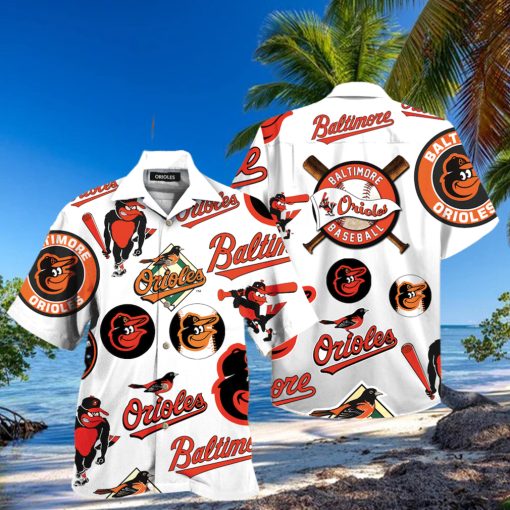 Orioles Pattern Logo Mascot Hawaiian Shirt