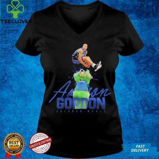 Orlando Magic Aaron Gordon with mascot shirt tee