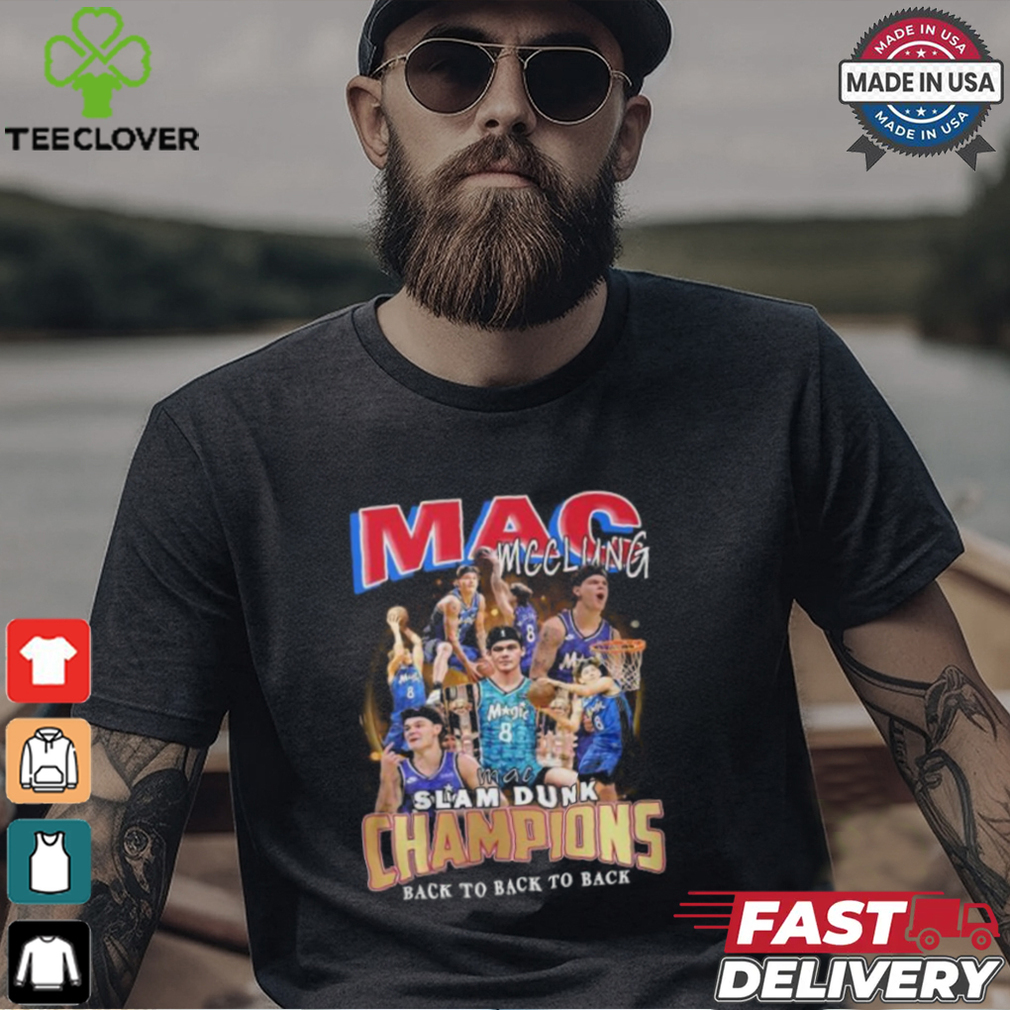 Orlando Magic Mac Mcclung Slam Dunk Champions 2025 Back To Back To Back T Shirt Orlando Magic Mac Mcclung Slam Dunk Champions 2025 Back To Back To Back T Shirt