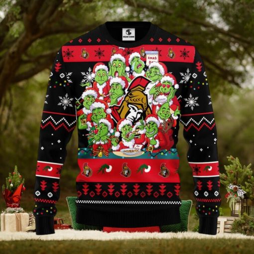 Ottawa Senators 12 Grinch Xmas Day Christmas Ugly Sweater