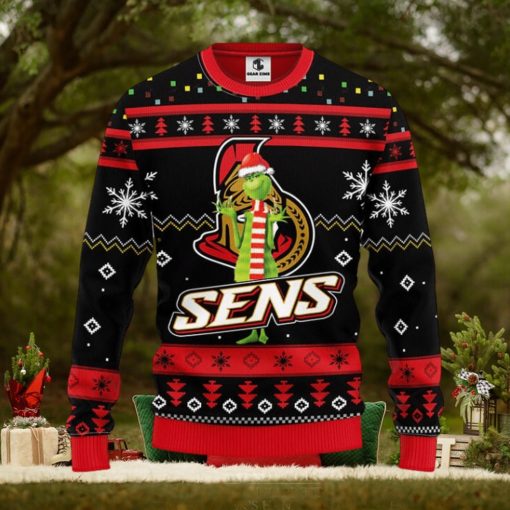 Ottawa Senators Funny Grinch Christmas Ugly Sweater