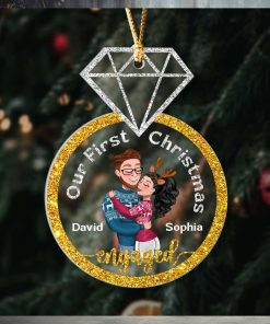 Our First Christmas Engaged, Personalized Ornament, Couple Gifts