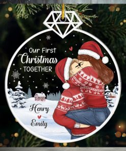 Our First Christmas Together   Couple Personalized Custom Ornament   Acrylic Custom Shaped   Christmas Gift For Husband Wife, Anniversary