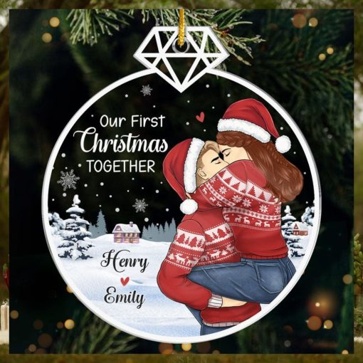 Our First Christmas Together   Couple Personalized Custom Ornament   Acrylic Custom Shaped   Christmas Gift For Husband Wife, Anniversary