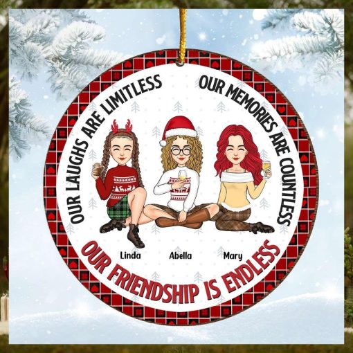 Our Friendship Is Endless   Personalized Wooden Ornament For Besties