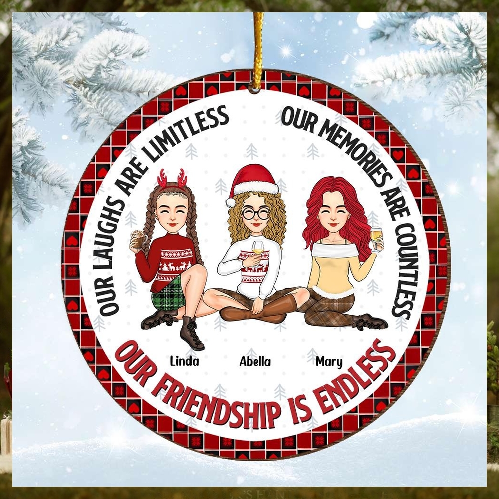 Our Friendship Is Endless Personalized Wooden Ornament For Besties Our Friendship Is Endless Personalized Wooden Ornament For Besties